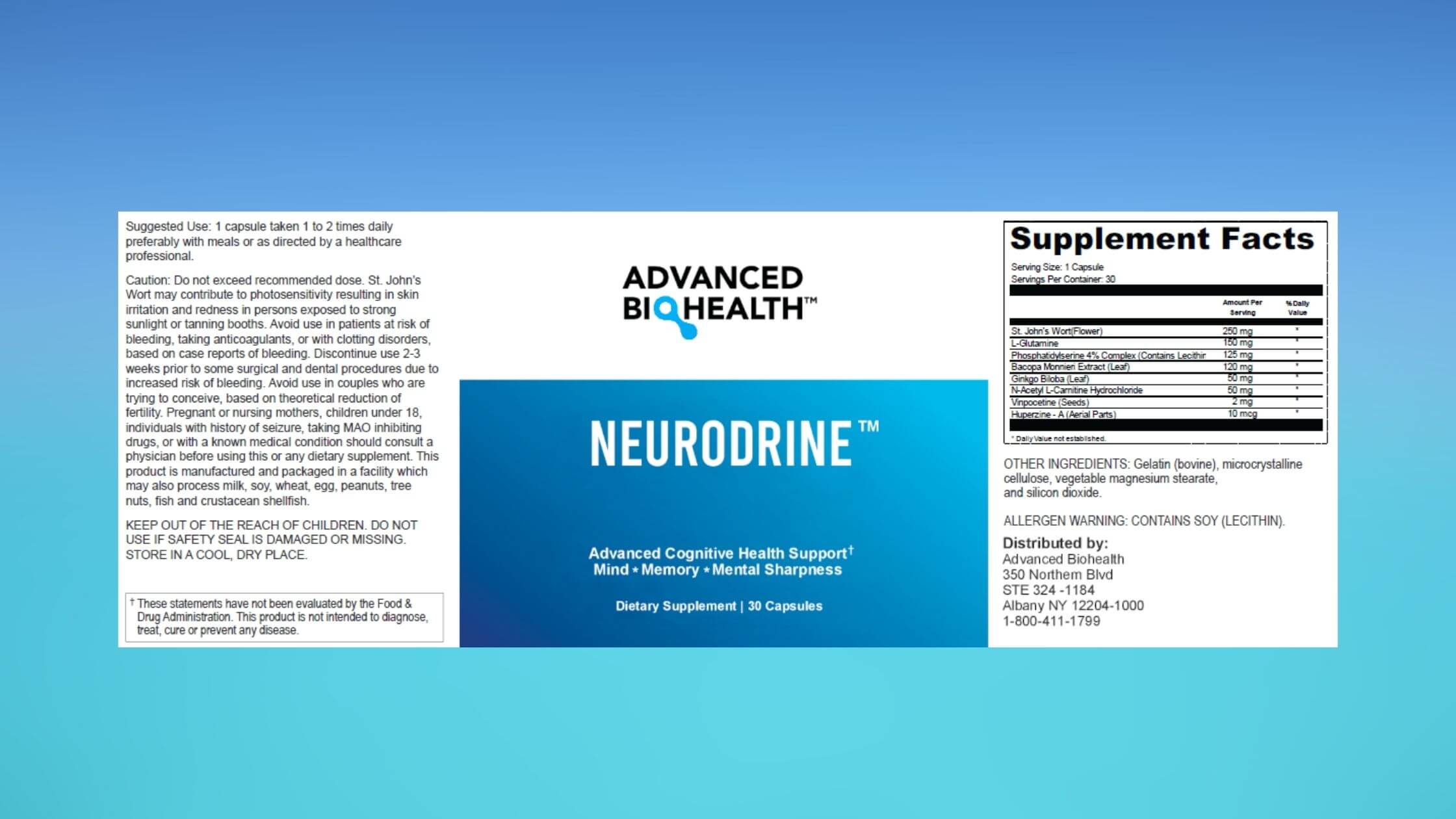 Neurodrine Supplement Facts