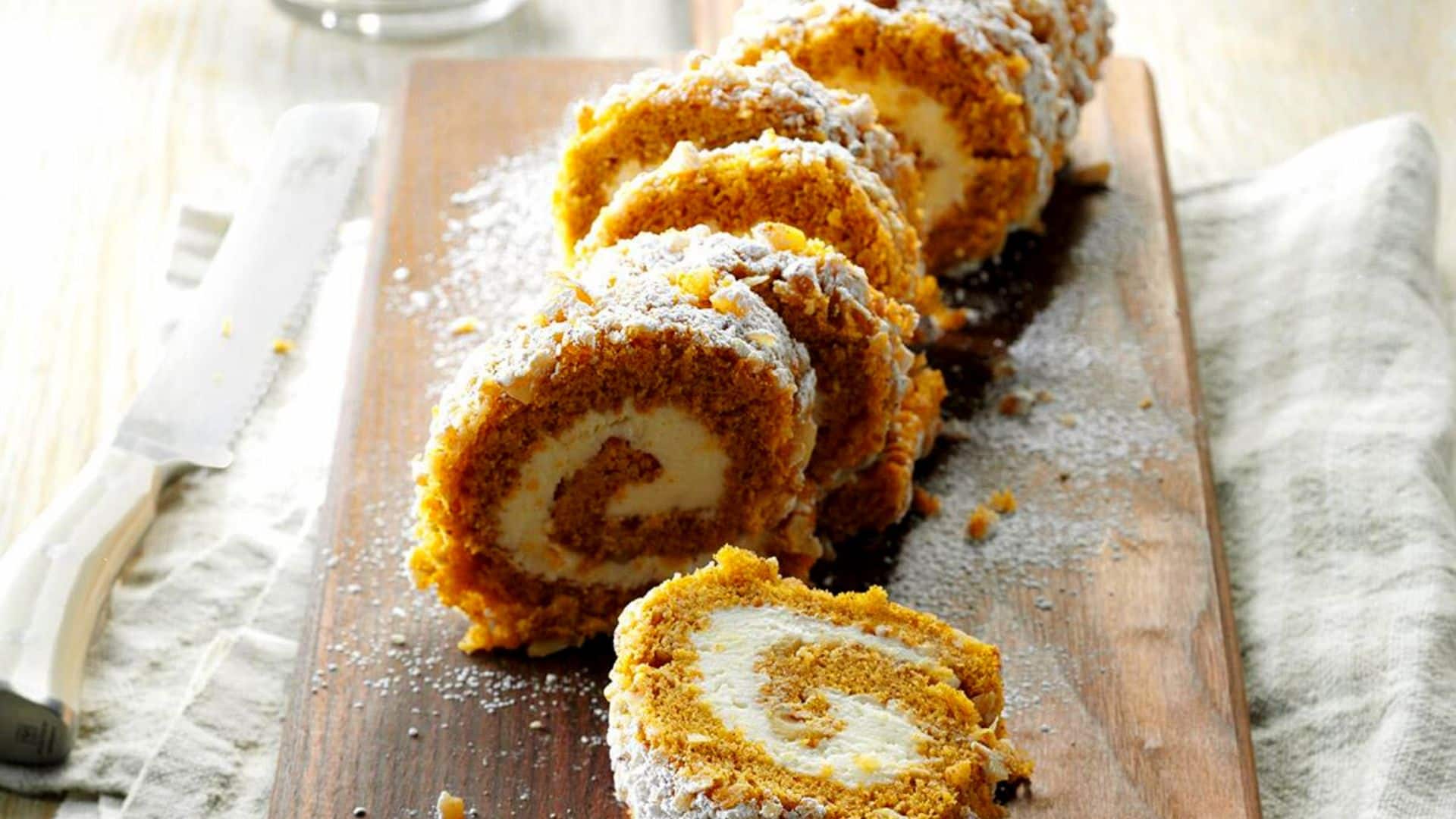 Pumpkin Walnut Cake Roll