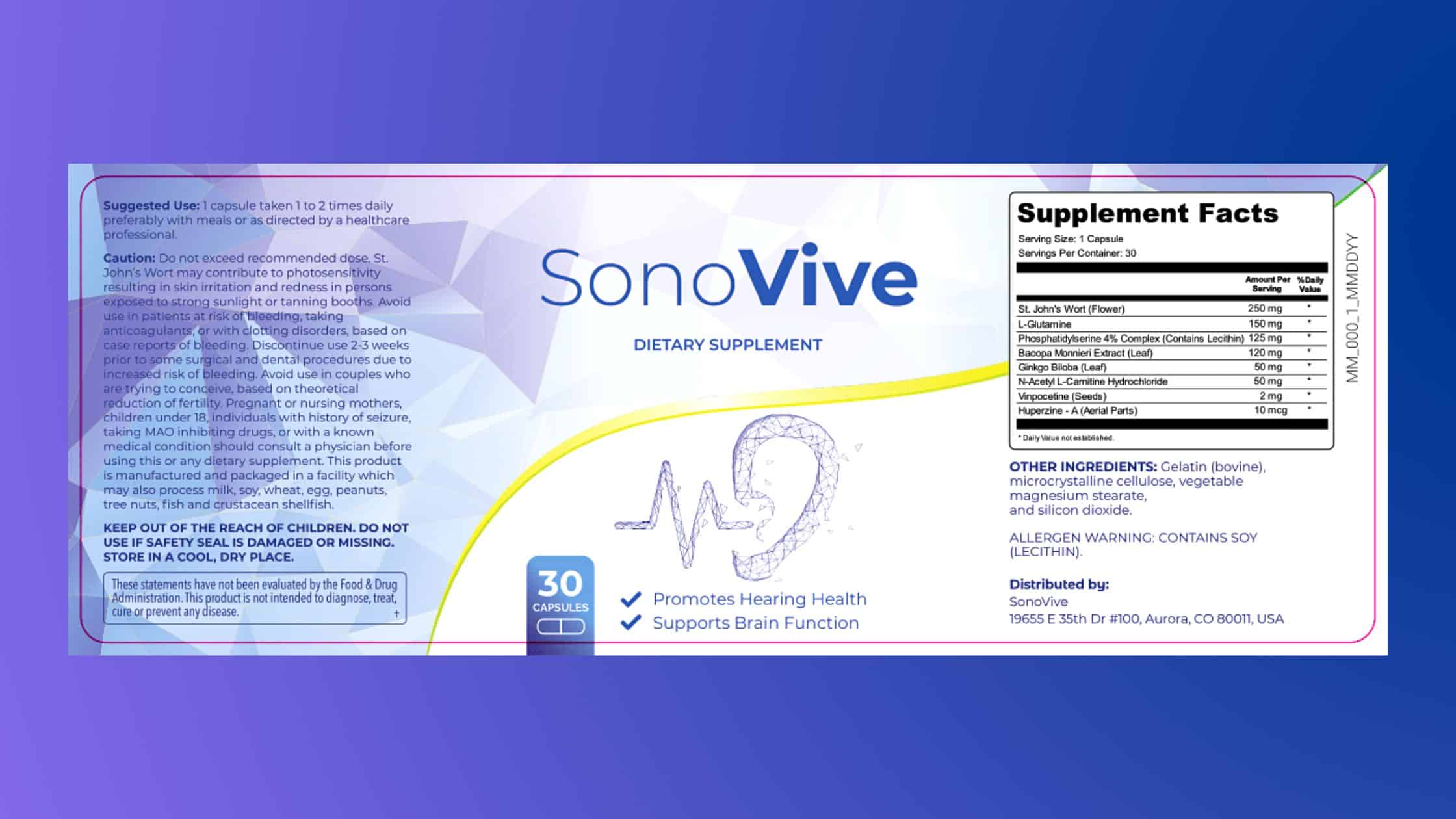 SonoVive Supplement Facts