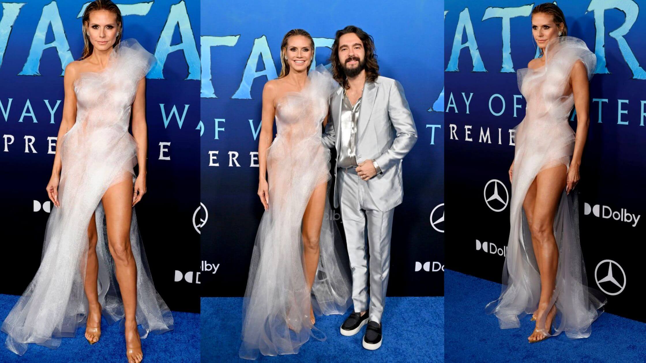 Heidi Klum’s Optical Illusion Dress In Avatar 2 premiere Like Flowing Water!