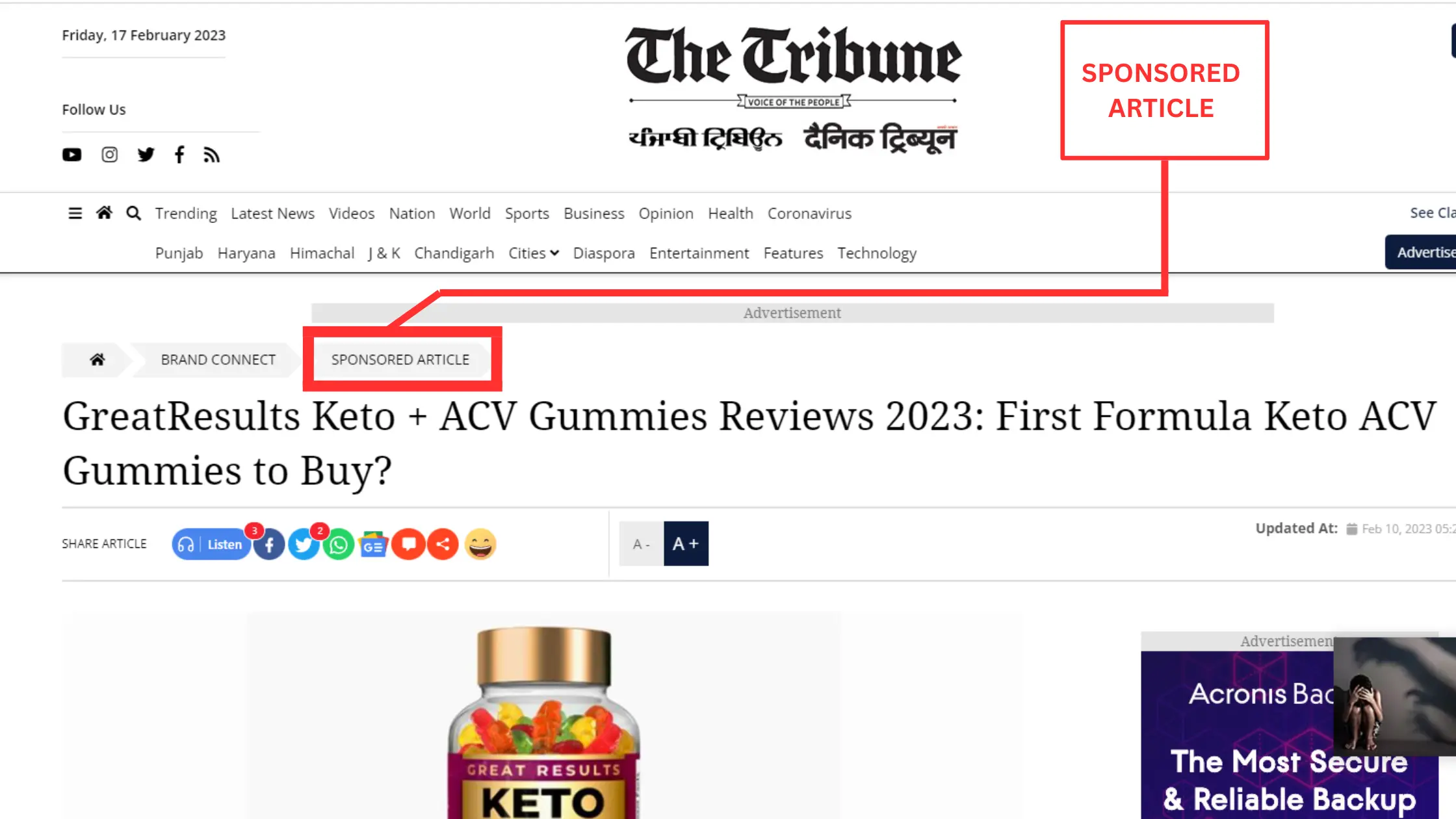 Great Results Keto ACV Gummies Sponsored Article