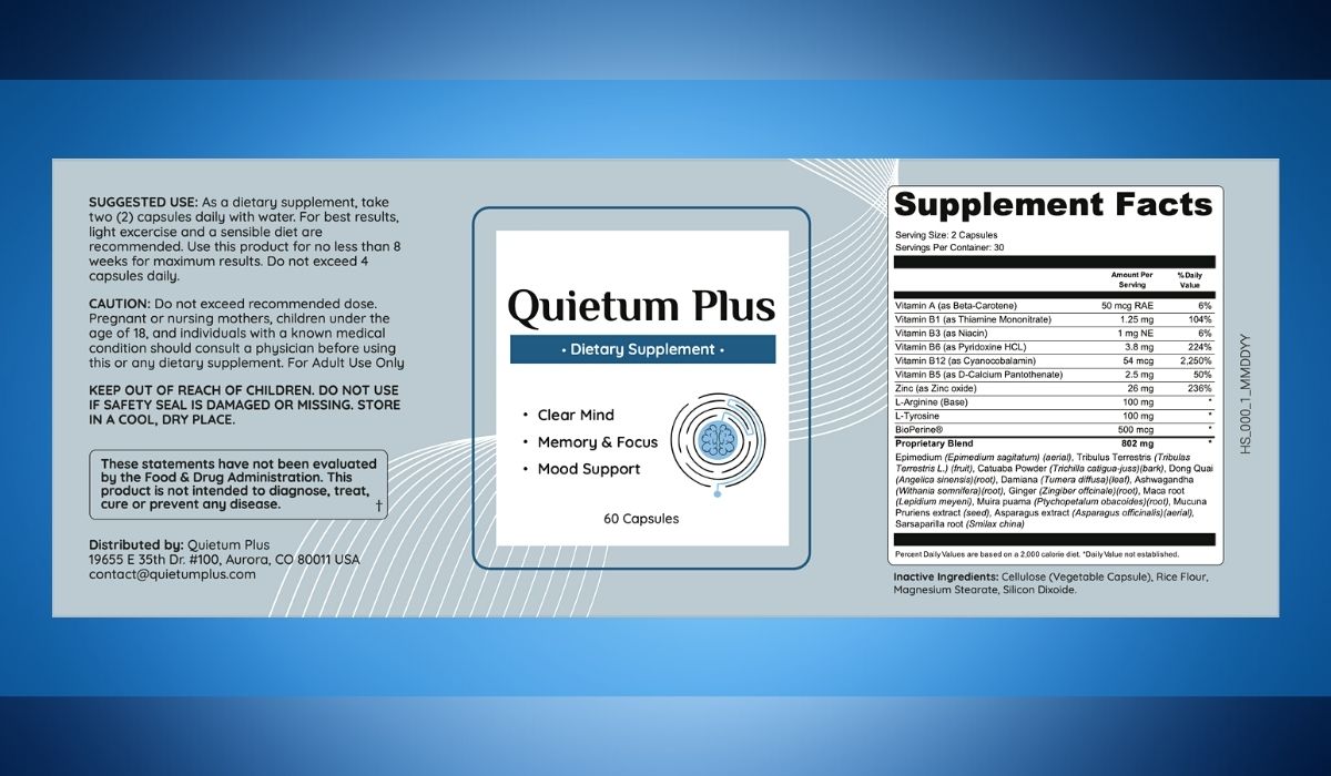 Quietum Plus Supplement Facts Label