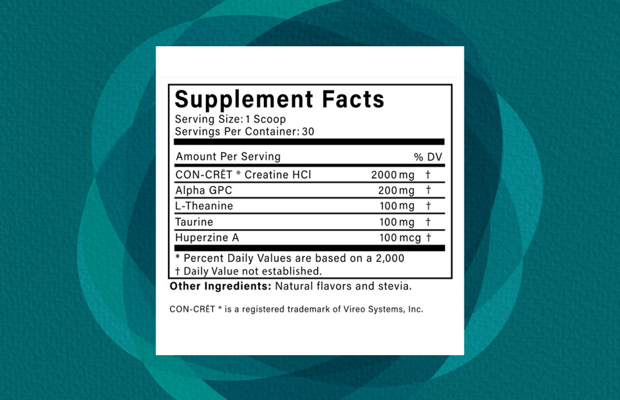 Ketostat Creatine HCL Powder Supplement Facts Label