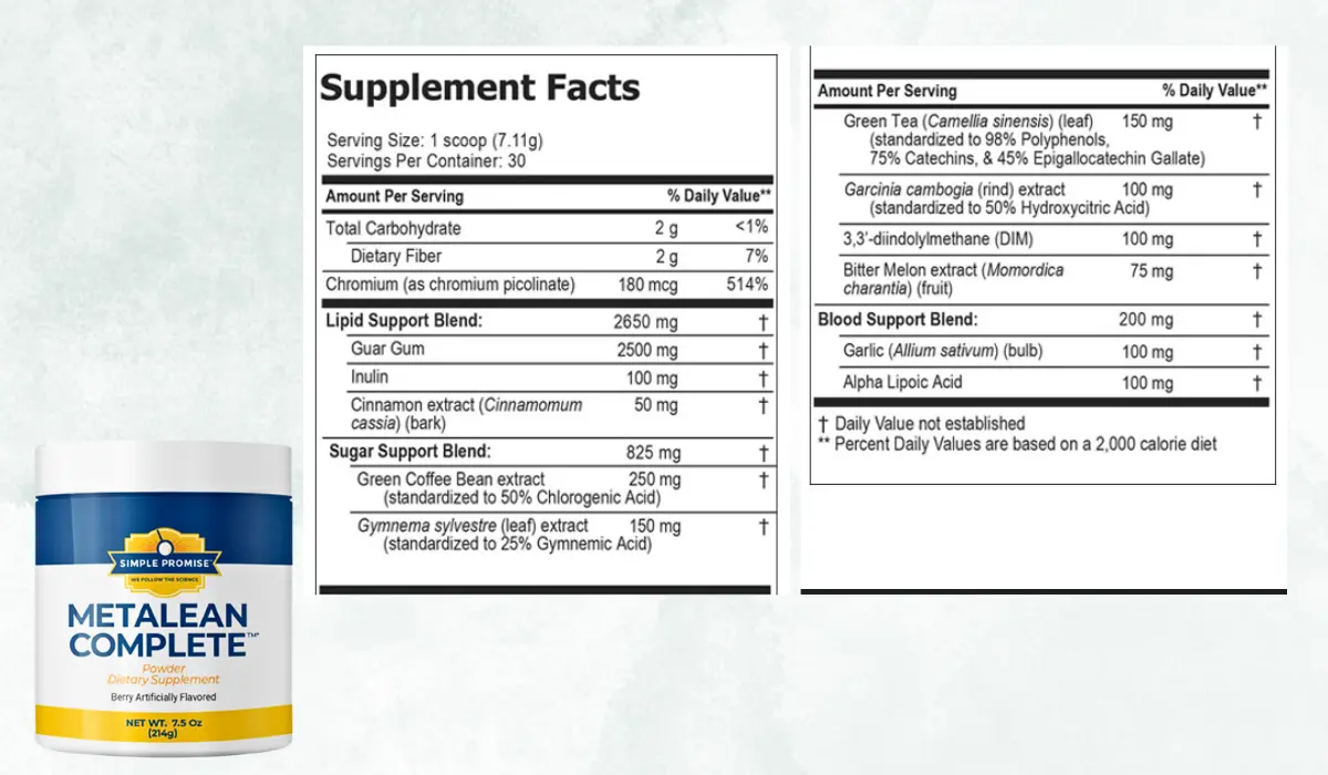 MetaLean Complete Supplement Facts