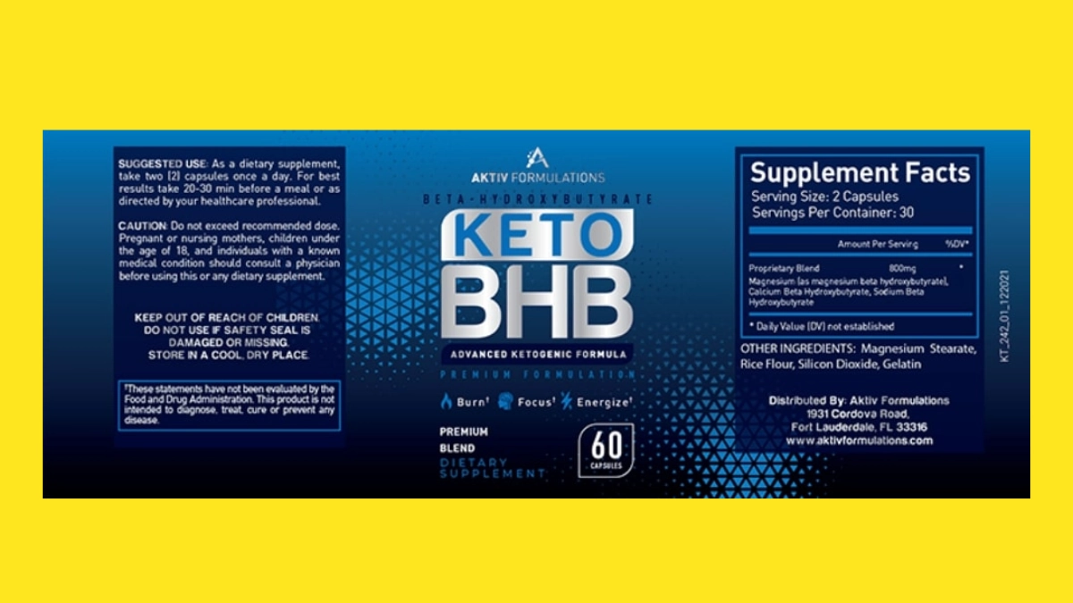 Aktiv Formulations Keto BHB supplement facts