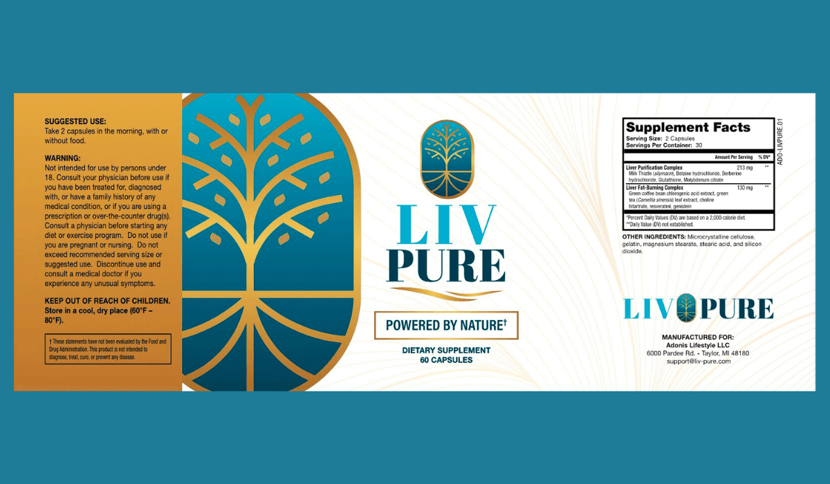 Liv Pure Supplement Facts Label