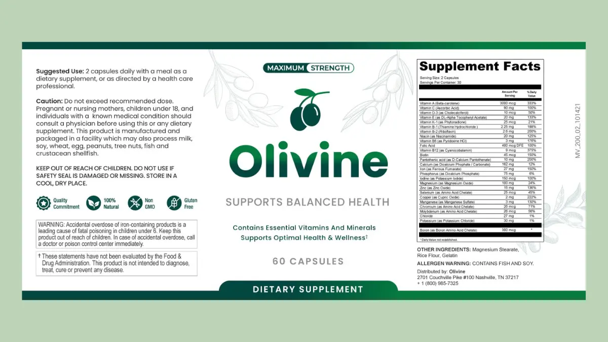 Olivine Supplement Facts